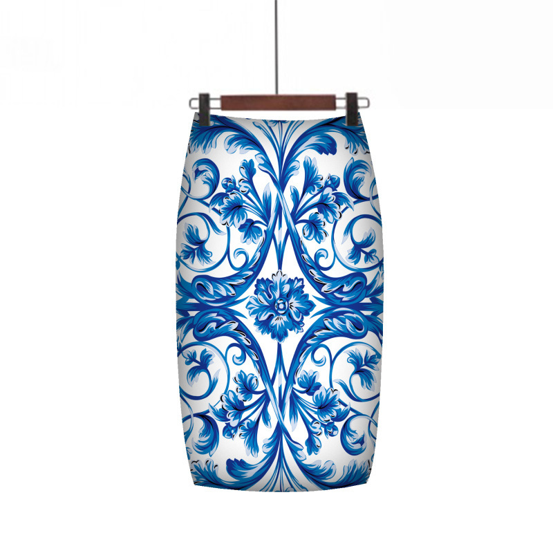 Digital Printed Pencil Skirt For Women Faldas Mujer Moda Floral Pencil Summer Midi Skirt Womens Skirts Female Falda Mujer 210306