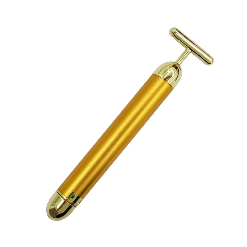 Party Favor 24k Gold Face Lift Bar Roller Vibration Slimming Massager Facial Stick Facial Beauty Skin Care T Shaped Vibrating Tool