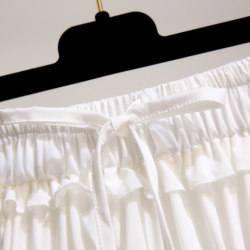 Surmiitro White Black Chiffon Summer Shorts Skirt Women Fashion Korean High Waist Tutu Pleated Mini Sun School Skirt Female 210315