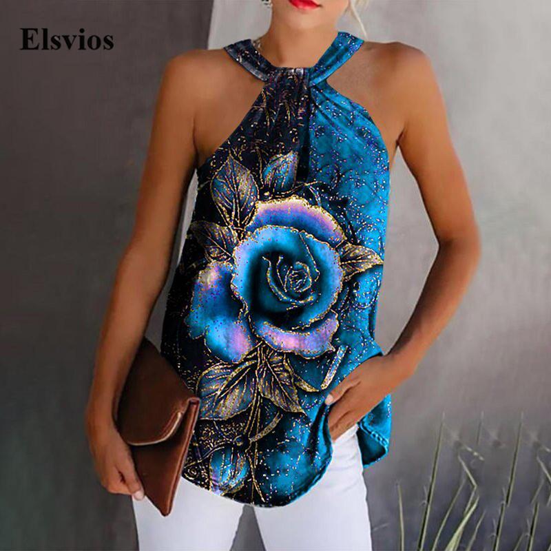 Women' Blouses & Shirts Sexy Halter Off Shoulder Women Shirt Summer Sleeveless Office Lady Blouse Retro Casual Rose Print Loose Pullover To, 05 blue
Women' Blouses & Shirts Sexy Halter Off Shoulder Women Shirt Summer Sleeveless Office Lady Blouse Retro Casual Rose Print Loose Pullover To, 05 blue