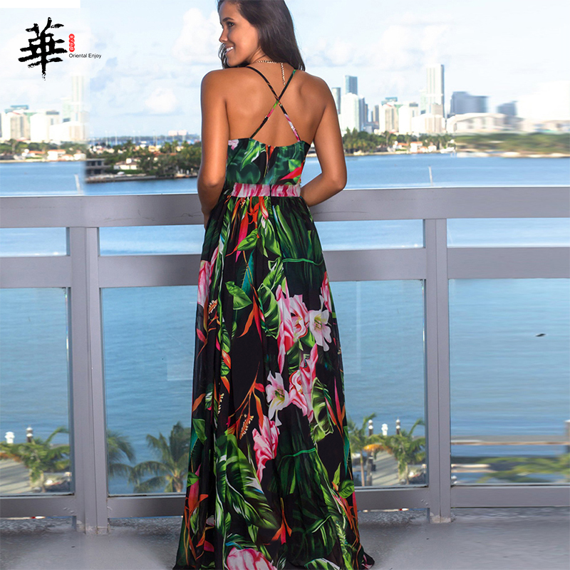 Boho Summer Dress Women Multicolor V-neck Maxi Dress Long Dresses for Women Plus Size Clothing Sexy Party Woman Dress New Robes 210309