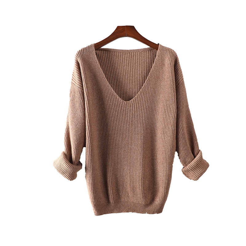 New Fashion Sweater Merino Wool Cashmere For Women Pure Colors Sweaters V-Neck Europe United States Ladies Pullover Knitted 210218