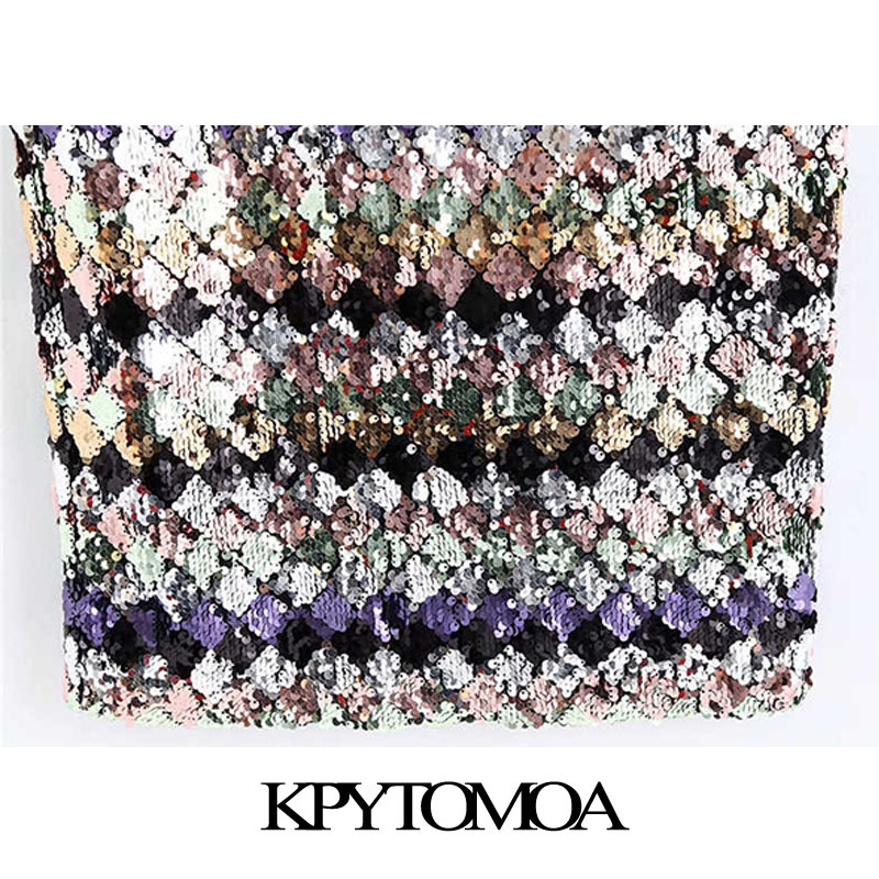 Vintage Sexy Sequin Midi Skirt Women Fashion High Waist Side Zipper Back Vents Female Skirts Casual Faldas Mujer 210306