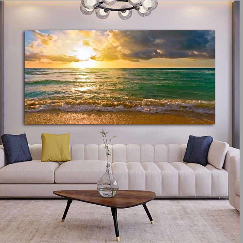 Wall Painting Landscape Posters and Prints Canvas Art Seascape Sunrise Pictures for Living Room Modern Home Decor Sea Beach