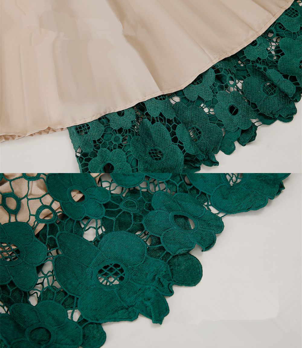 Good Quality Summer High Elastic Waist Lace Skirt Women Vintage Floral Crochet Hollow Out Ball Gown A-Line Mid-calf Skirt 210309