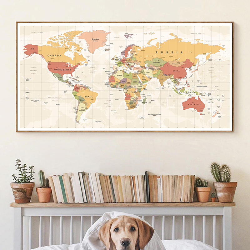 World Map Decorative Wall Art Picture Modern Posters and Prints Canvas Painting Cuadros Study Office Room Decoration Home Decor