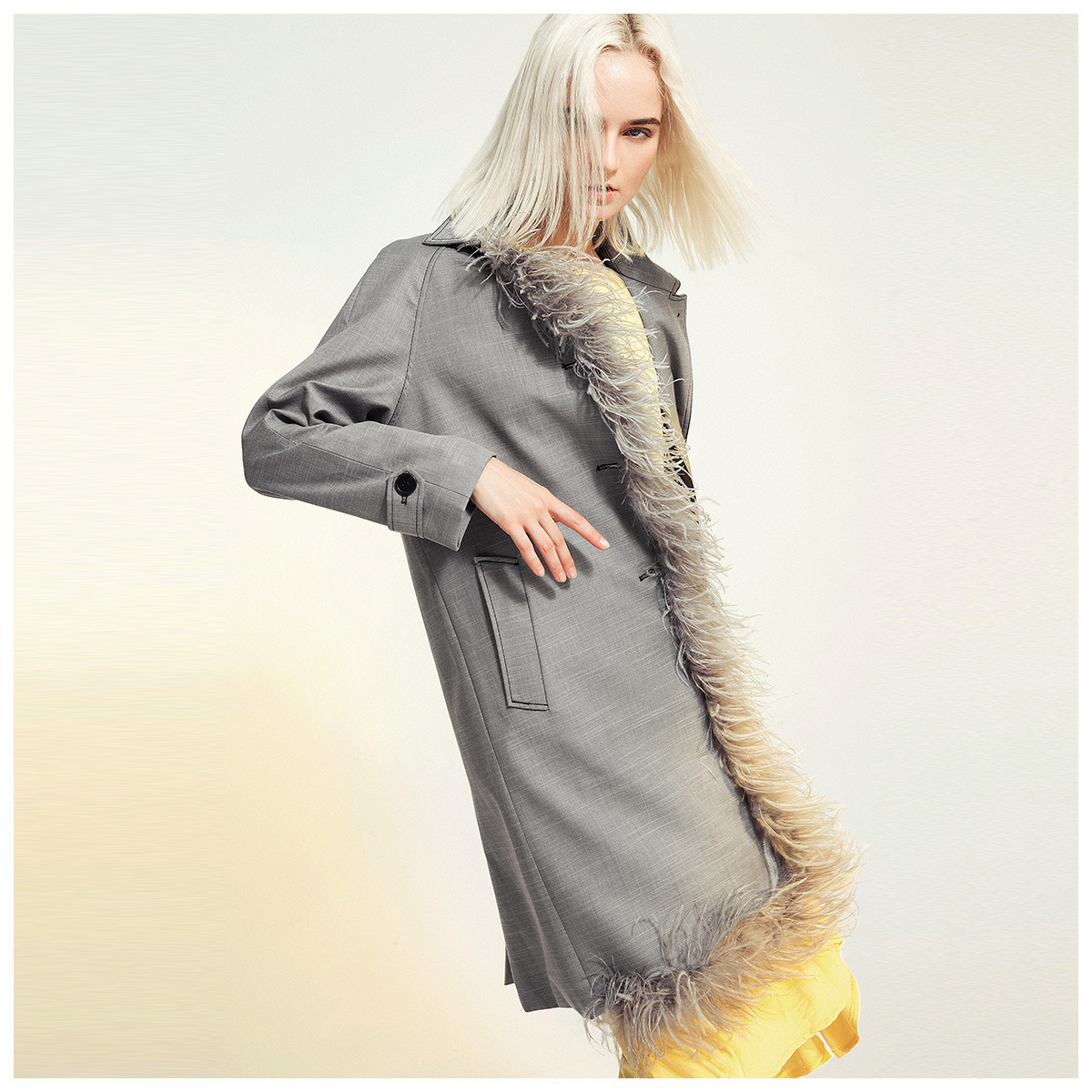 DEAT Autumn And Winter Fashion Clothes Women Turn-down Collar Feather Patchwork High Quality Single Breasted Windbreaker WJ14602 210218