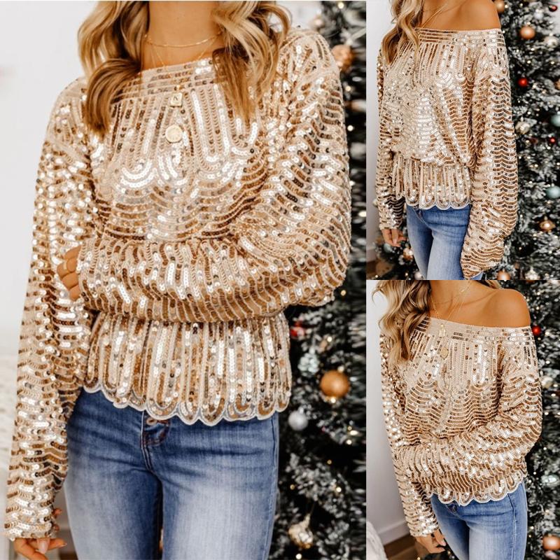 Women' T-Shirt Party Stage Disco Lady Shirt Long Sleeve Slinging Gold Sequins Women Blouses Tops Fashion Autumn High Steet Tshirt, Rose gold
Women' T-Shirt Party Stage Disco Lady Shirt Long Sleeve Slinging Gold Sequins Women Blouses Tops Fashion Autumn High Steet Tshirt, Rose gold