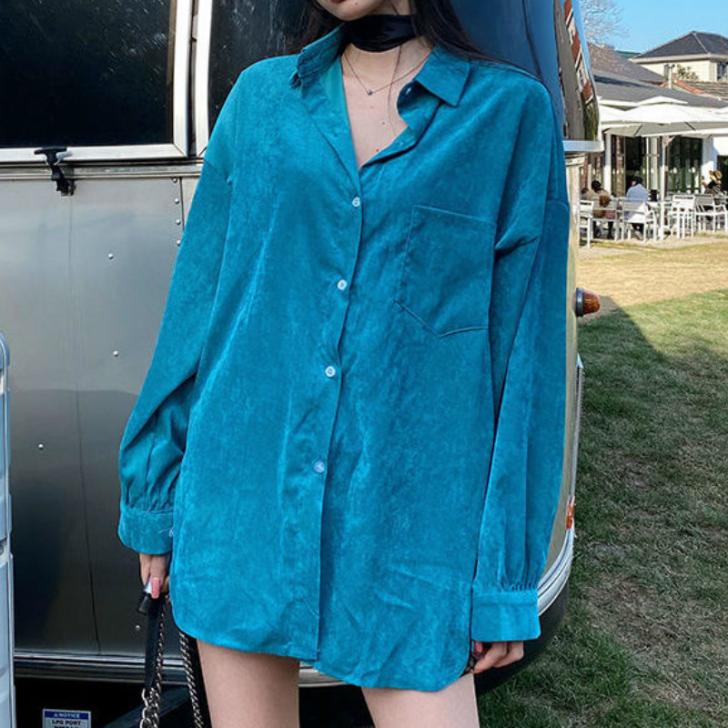 2021 New Deeptown Retro Veludo Camisas Roupas De Inverno Das Mulheres Manga Longa Camisa Feminina Slido Elegante Solto Casual Azul Boto Acim, Blue
2021 New Deeptown Retro Veludo Camisas Roupas De Inverno Das Mulheres Manga Longa Camisa Feminina Slido Elegante Solto Casual Azul Boto Acim, Blue