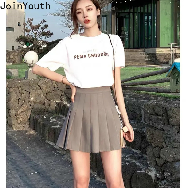 Joinyouth Lace Up High Waist Pleated Skirt Summer Preppy Style Faldas Sweet Mini Skirts Ropa Mujer Kawaii Saia Jupe Femme 7b017 210309
