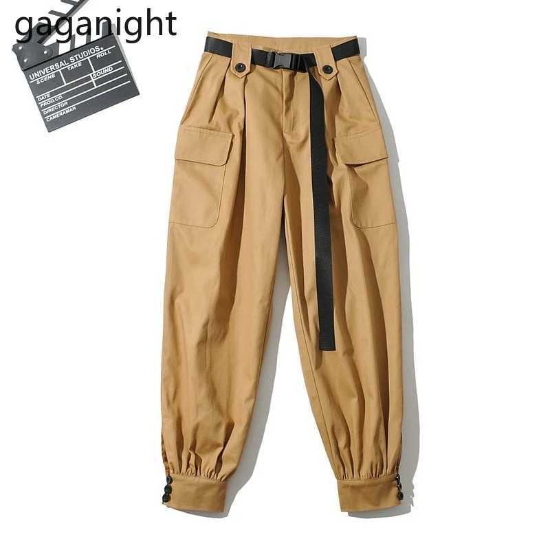 Streetwear Cargo Pant Casual Joggers High Waist Loose Female Long Trousers Sashes Ladies Hip Hop Dace 210601