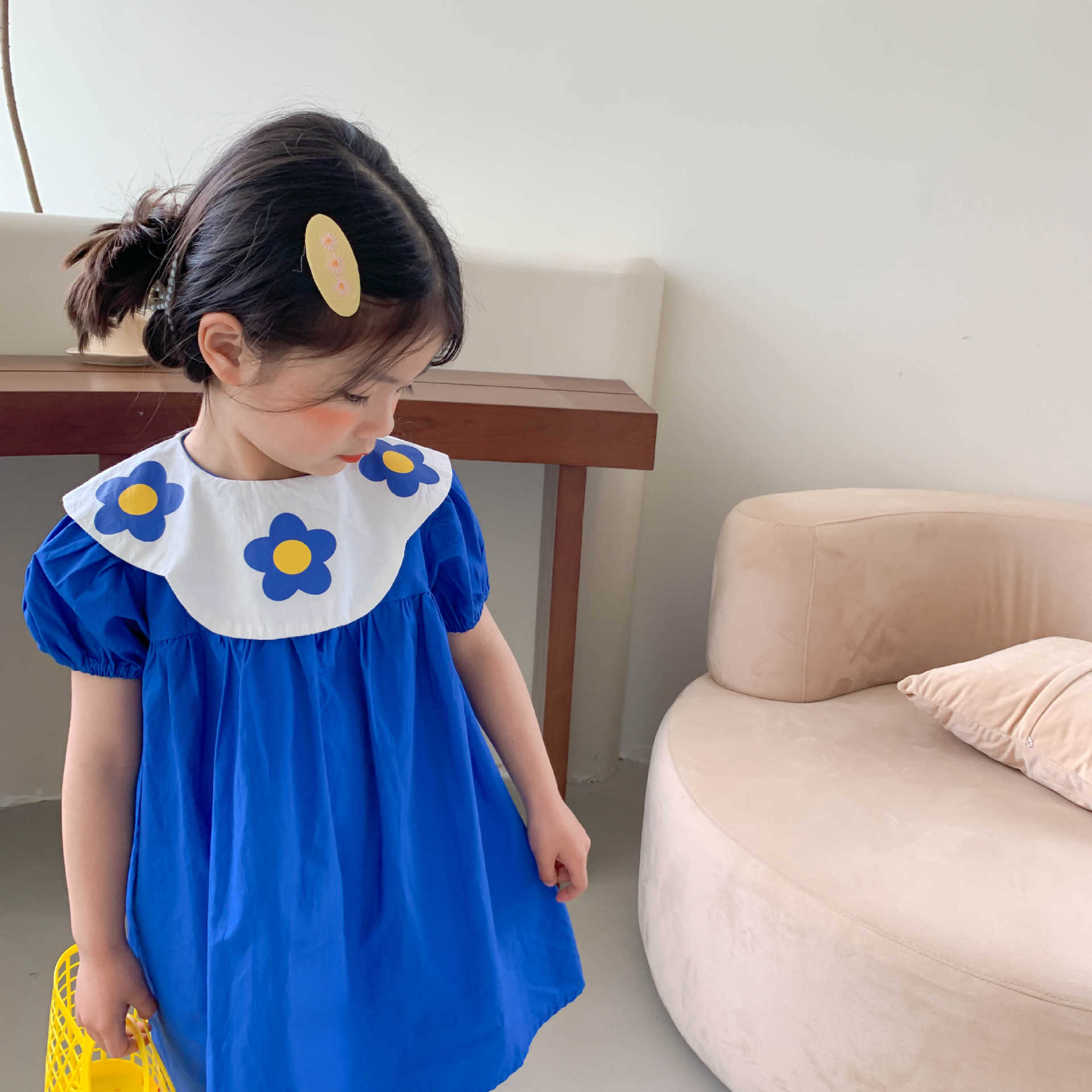 Girls summer solid color loose dresses 1-6 years cotton petr pan collar short sleeve dress for kids 210615, Yellow
Girls summer solid color loose dresses 1-6 years cotton petr pan collar short sleeve dress for kids 210615, Yellow