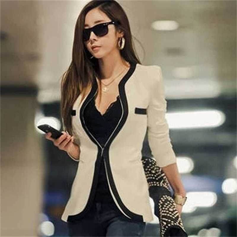 Women Fashion Business Coat Slim Fit Suit Blazer Pockets Long Sleeve Top New Autumn Long Sleeve Cardigan Jacket Outwear 201022