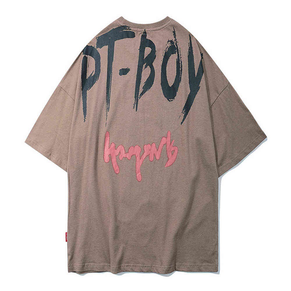 Men's Double-Sided Printed Tee Shirt Hip Hop Style T-shirt For Men Summer Oversized Cotton Short-sleeved Tees 210603