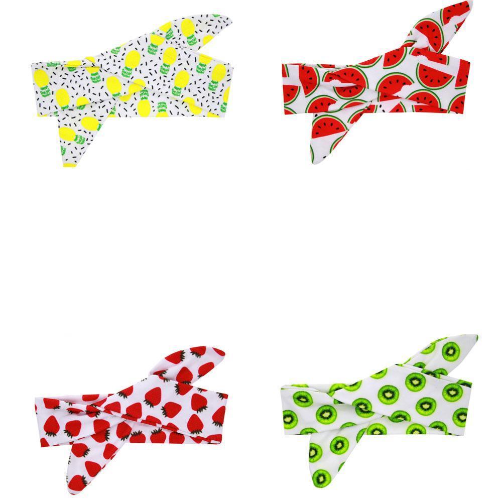 Baby fruit printing Rabbit ears Headbands children Watermelon Strawberry Pineapple print hair accessories infant Hair band Headdress