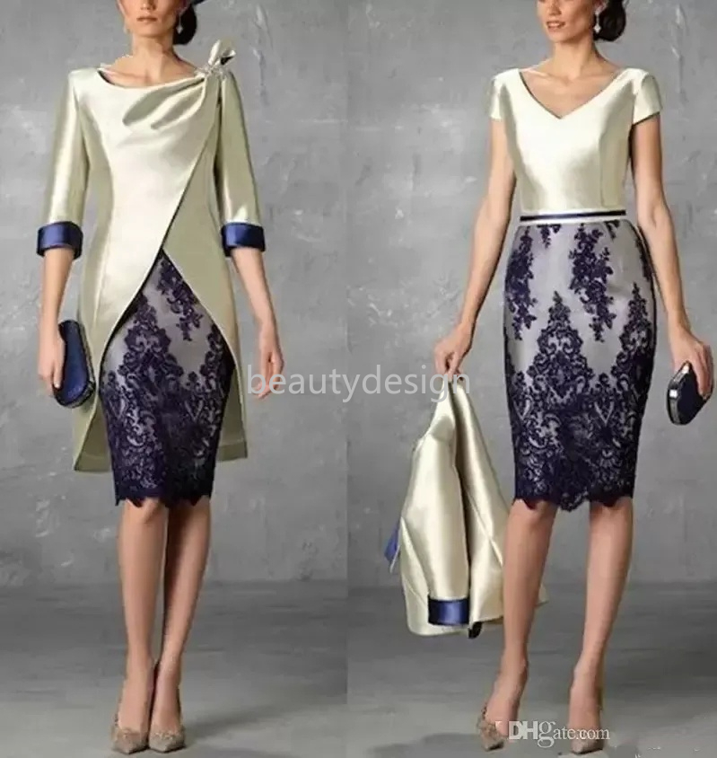 Charming Two Pieces Short Mother of the Bride Dresses 1/2 Sleeves Lace Mother of the Groom Dresses Sheath Evening Gowns DD, Black;red
Charming Two Pieces Short Mother of the Bride Dresses 1/2 Sleeves Lace Mother of the Groom Dresses Sheath Evening Gowns DD, Black;red