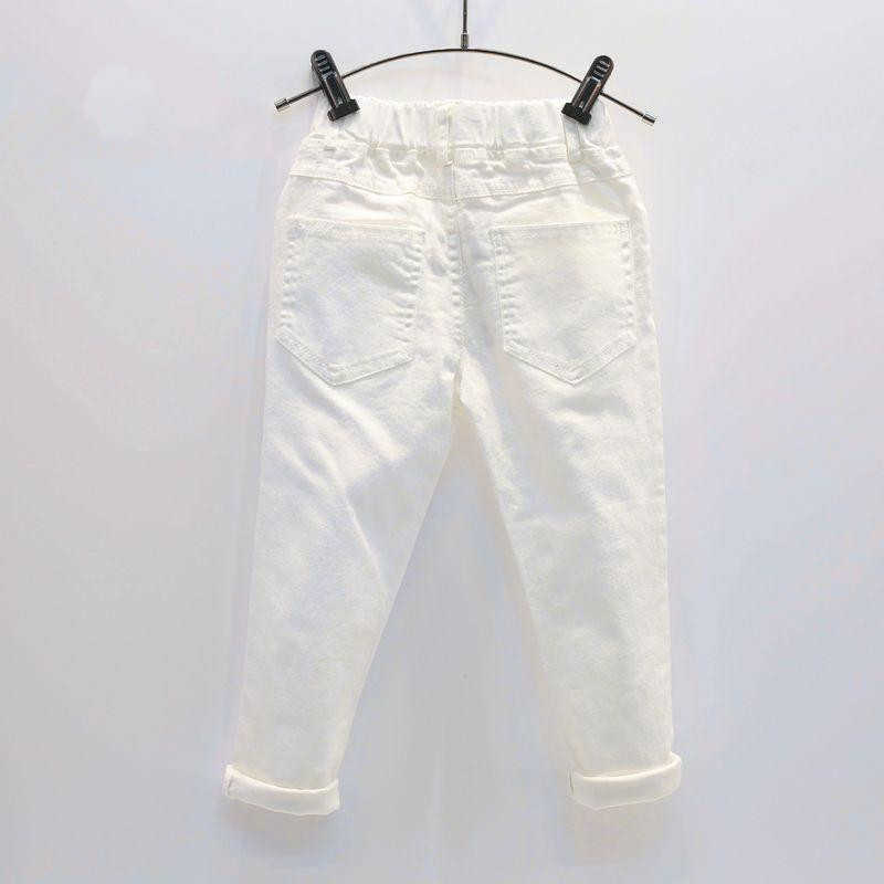 Baby Boy White Denim Jeans Pants Spring Autumn Children's Ripped Trousers Kids Broken Pants Solid Toddler Leggings 2-7 Years 210927