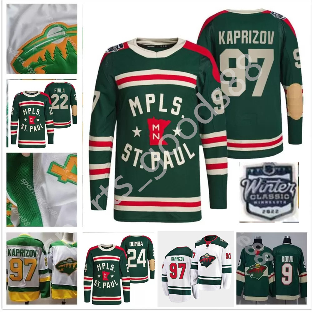 2022 97 Kirill Kaprizov Minnesota Wild Reverse Retro Jersey 22 Kevin Fiala 11 Zach Parise 24 Matt Dumba 20 Ryan Suter 9 Mikko Koivu, Black;red
2022 97 Kirill Kaprizov Minnesota Wild Reverse Retro Jersey 22 Kevin Fiala 11 Zach Parise 24 Matt Dumba 20 Ryan Suter 9 Mikko Koivu, Black;red