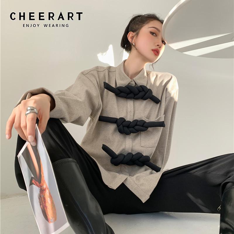 Women' Blouses & Shirts CHEERART Grey Designer Long Sleeve Shirt Women Blouse Kink Frog Vintage Top Button Up Collar 2021 Fashion Clothing, As pic
Women' Blouses & Shirts CHEERART Grey Designer Long Sleeve Shirt Women Blouse Kink Frog Vintage Top Button Up Collar 2021 Fashion Clothing, As pic