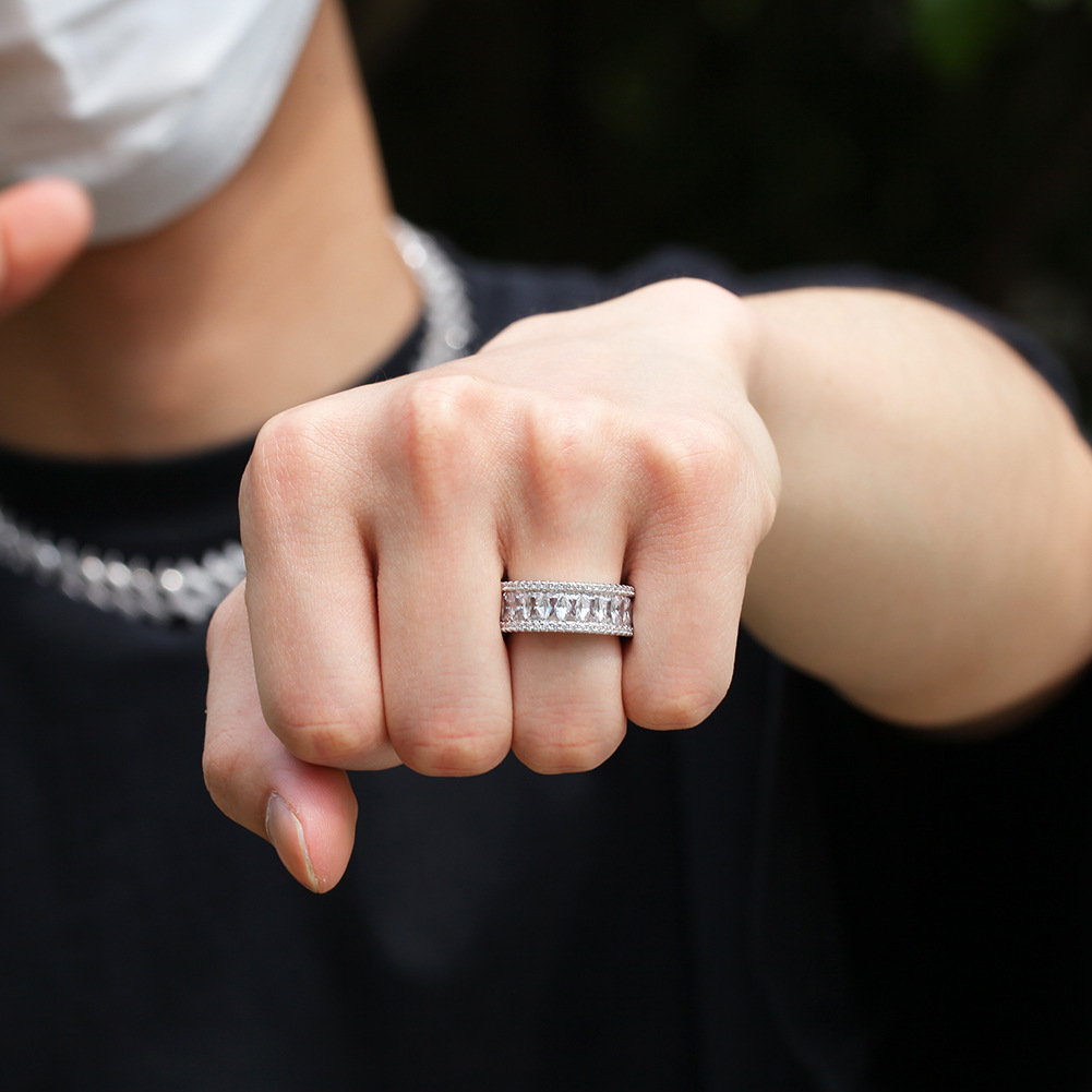 Fashion Mens Gold Ring Hip Hop Jewelry High Quality Silver Iced Out Wedding Rings