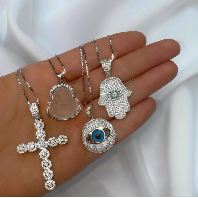 Chokers Wholesale Fashion Box Chain European Women Jewelry Micro Paved CZ Lucky Cross Evil Eye Hamsa Hand Pendant Necklace
Chokers Wholesale Fashion Box Chain European Women Jewelry Micro Paved CZ Lucky Cross Evil Eye Hamsa Hand Pendant Necklace