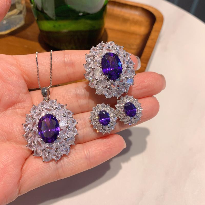 earrings & necklace eyika elegant silver color purple cubic zirconia 3 pieces jewelry set ring crystal wedding bridal sets
earrings & necklace eyika elegant silver color purple cubic zirconia 3 pieces jewelry set ring crystal wedding bridal sets