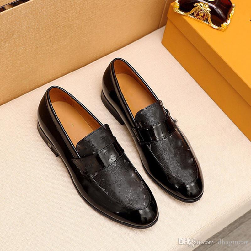 Top High Quality Formal Dress Shoes For Gentle Designers Men Slip-On Black Genu…