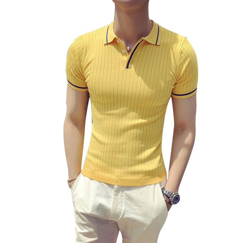 British Style Summer Polo Shirt Men Fashion Streetwear Knitted Polo Homme Breathable Slim Fit Short Sleeve polo hombre 3XL 210308