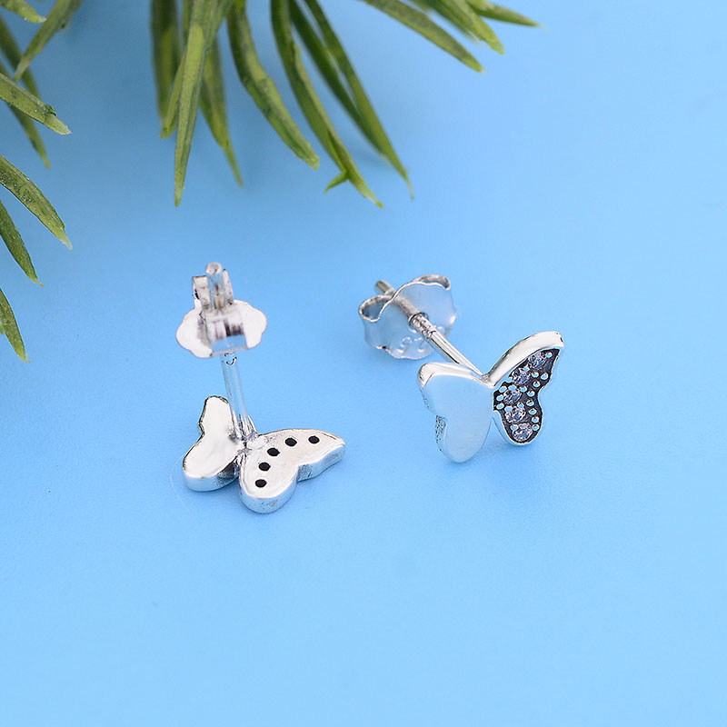 Fashion 925 Sterling Silver Butterfly Stud Earrings for Women Girls Beautiful Animal Earrings Moda Bijoux Jewelry gift