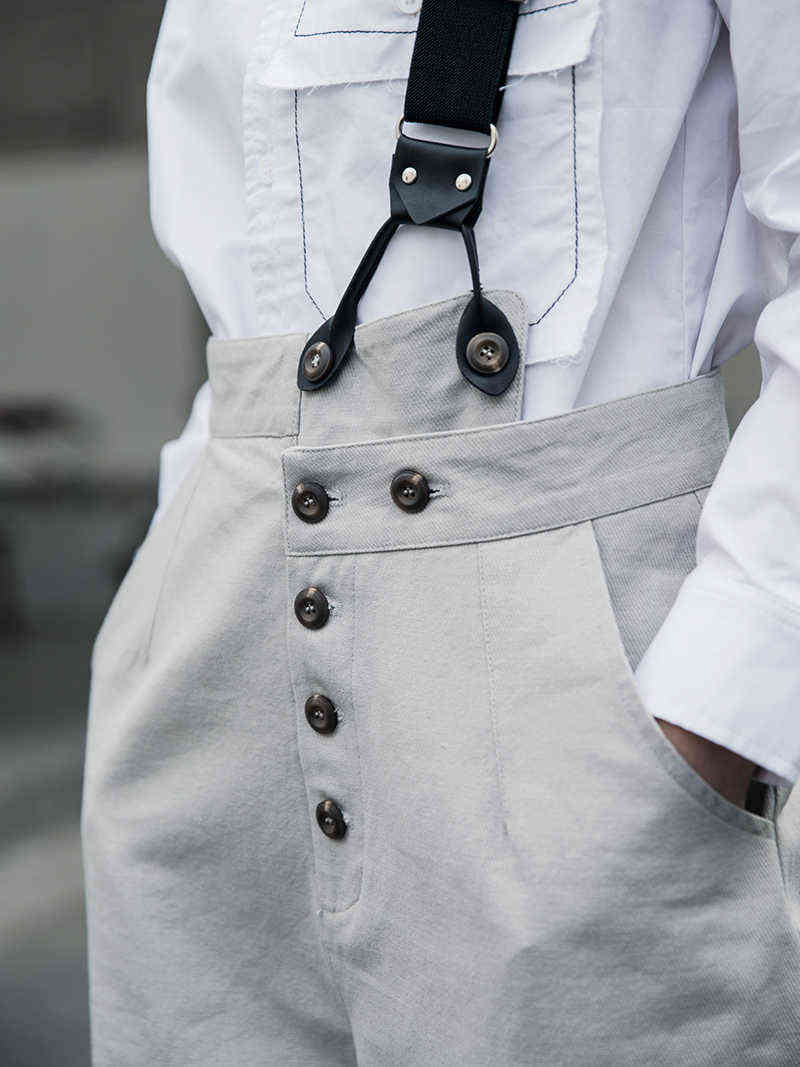 High Waist Geay Button Split Joint Leisure Trousers Overalls Loose Fit Pants Women Fashion Spring Autumn 1R5860 211115