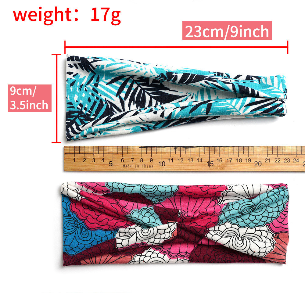 Anti perspiring wide-brimmed sports hair band Boho print headband Turban Headwear wide edge printed headscarf hair accessories