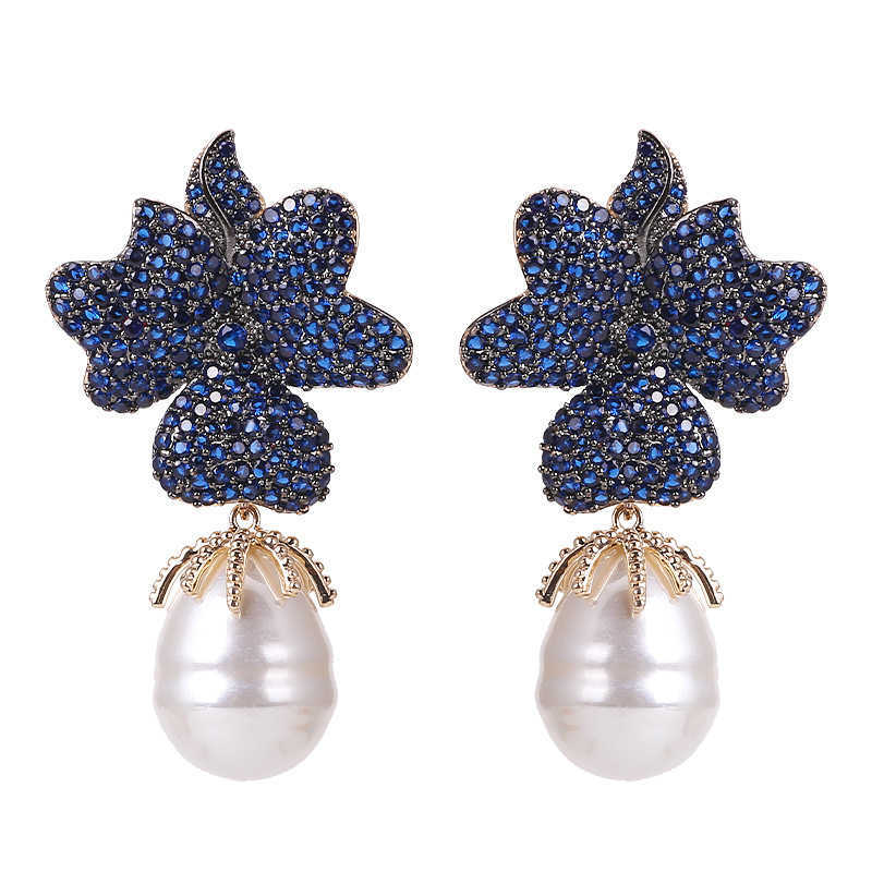 SINZRY sale gorgeous simulated pearl cubic zircon butterfly flower jewelry accessory trendy dangle earrings for women 210624