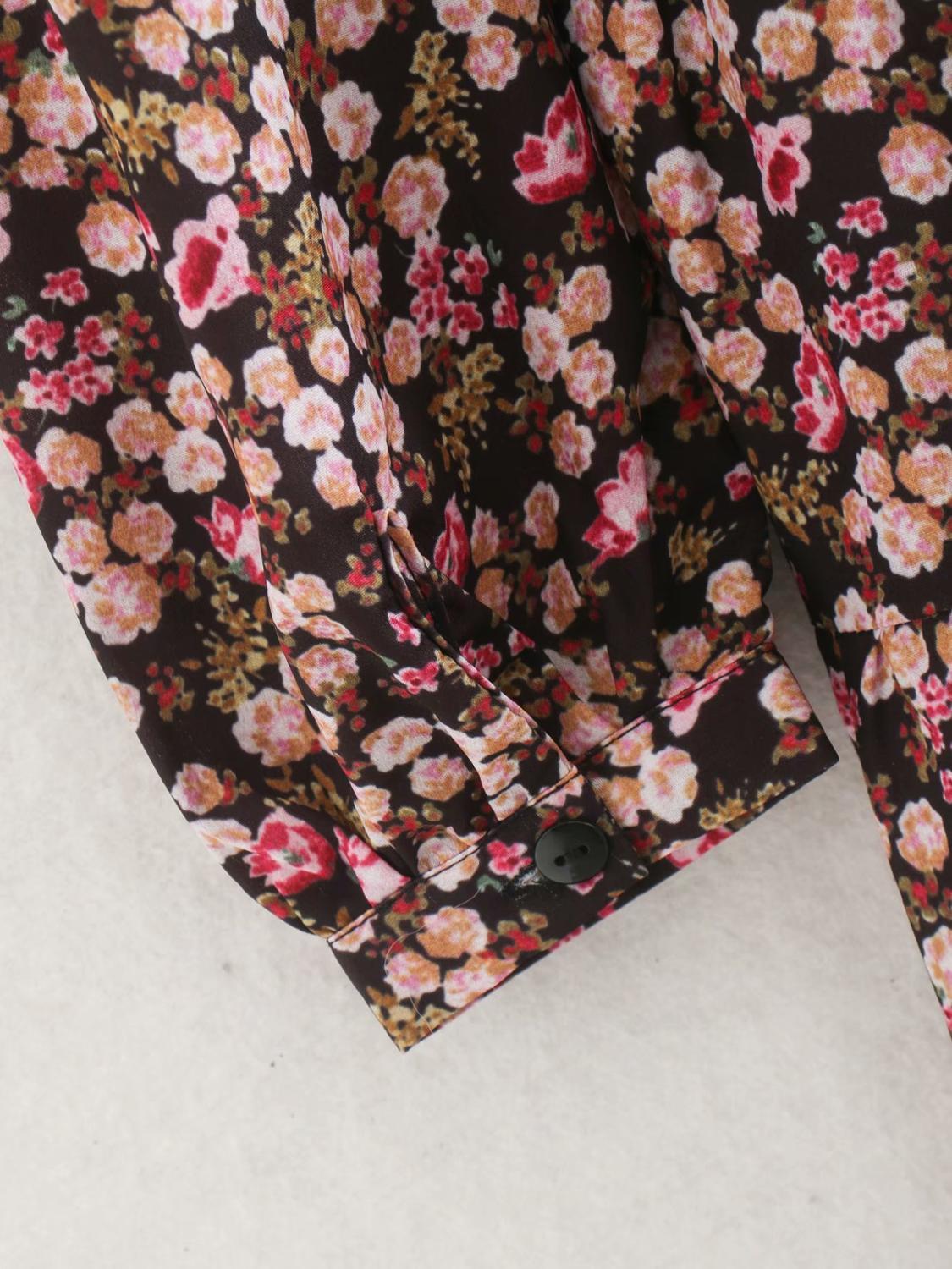 Spring women elegant long sleeve floral print casual shirtdress female o neck leisure mini vestidos chic ruffles dresses 210309