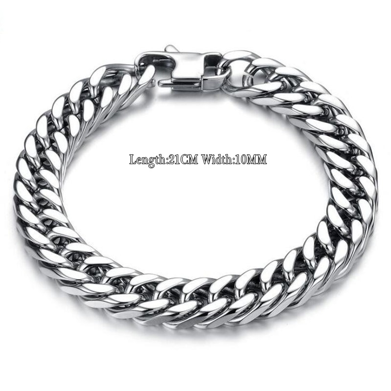 2021 New Arrival Sparkling Hip Hop Vintage Jewelry stainless steel High Quality Crude Women Lucky Promise Men Party Chain Bracelet Gift