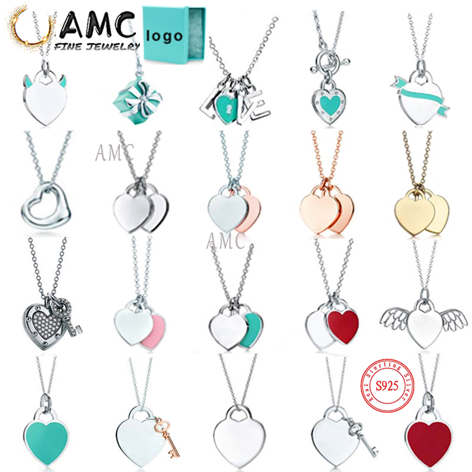 AMC tiff necklace 925 silver pendant necklace female jewelry exquisite craftsmanship official logo classic blue heart necklace
AMC tiff necklace 925 silver pendant necklace female jewelry exquisite craftsmanship official logo classic blue heart necklace