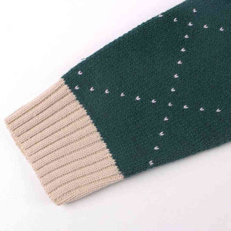 Wixra Women Single Breasted Argyle Long Sleeve Cardigan Autumn Winter Stylish Green Knitwear Pockets Sweater 211123wtt