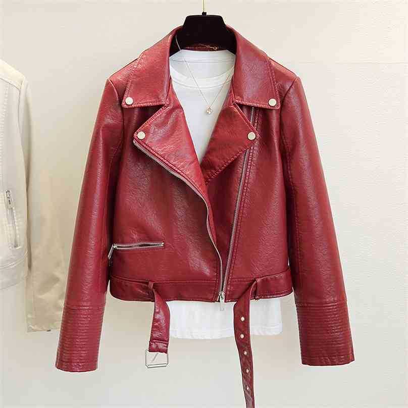 Spring Autumn Streetwear Faux Leather Jacket Women Long Sleeve Turn Down Collar with Belt Coat Ladies Red Biker Outwear 210525, Yellow
Spring Autumn Streetwear Faux Leather Jacket Women Long Sleeve Turn Down Collar with Belt Coat Ladies Red Biker Outwear 210525, Yellow