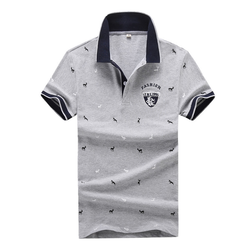 Fashion Summer Short Sleeve Polo Shirt Men Cotton Print Slim Casual Polos Breathable Embroidery Casual Shirt Mens Clothing M-4XL 210308
