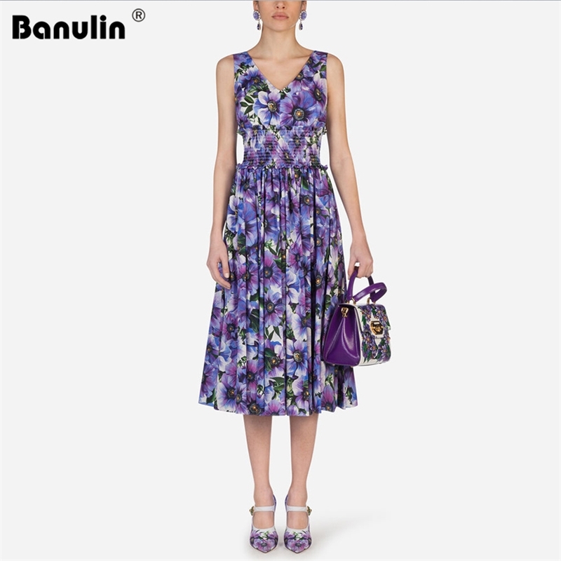 Banulin Summer Women Fashion Runway A-Line Dress Sexy V-Neck Elastic Waist Anemone Floral Print Female Midi Dresses Vestidos 210603, Purple
Banulin Summer Women Fashion Runway A-Line Dress Sexy V-Neck Elastic Waist Anemone Floral Print Female Midi Dresses Vestidos 210603, Purple