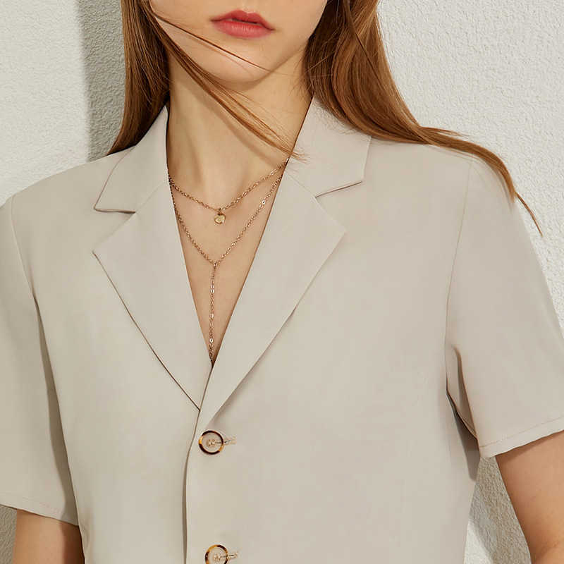 Minimalism Spring Summer Solid Lapel Slim Olstyle Shirt Caual High Waist Loose Pants 12070243 210527