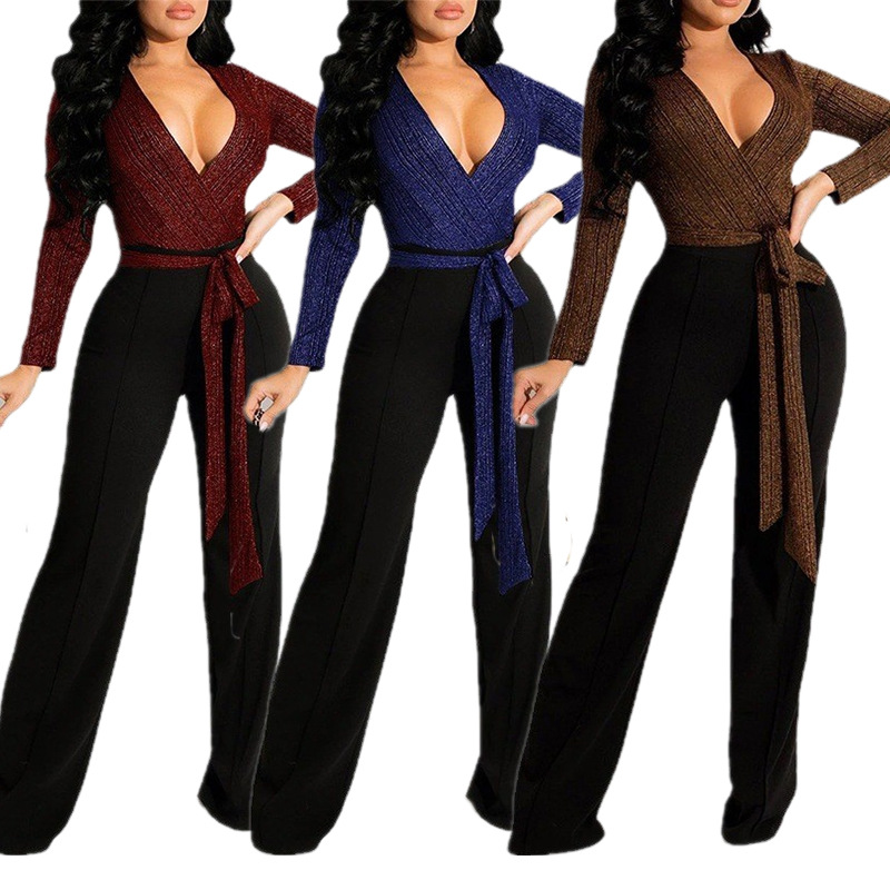 Spring 2022 Fashion New V-neck Long Sleeve High Waist Straight Pants Ladies Jumpsuit, Black;white
Spring 2022 Fashion New V-neck Long Sleeve High Waist Straight Pants Ladies Jumpsuit, Black;white
