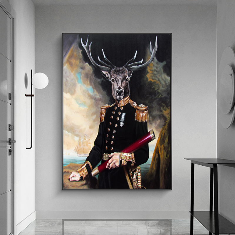 Abstract Deer Poster Canvas Painting Jazz Wall Art Pictures For Living Room Decoration Modern Home Decor Noble Animal Cuadros