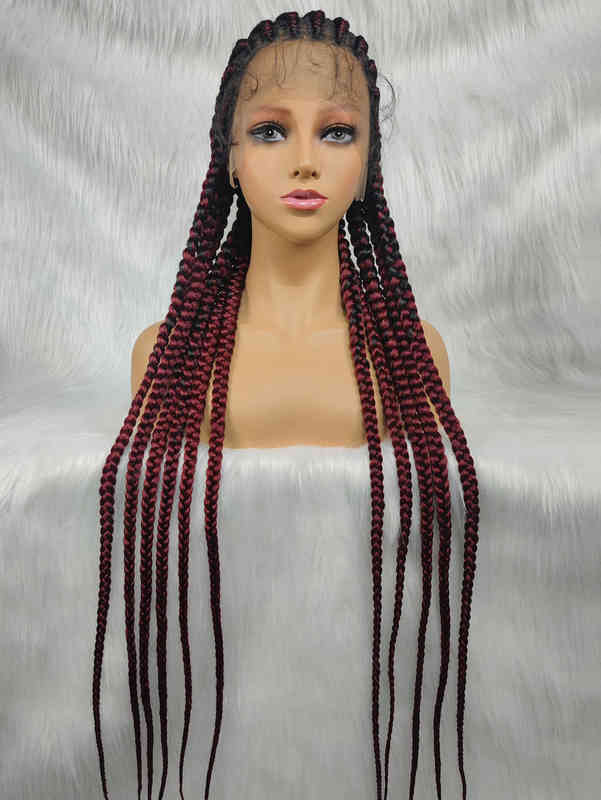Braided Wigs Full Lace Wig 34inches Braiding Hair For Black Women Synthetic Box Braids Hair Wigs For Wholesale 220121