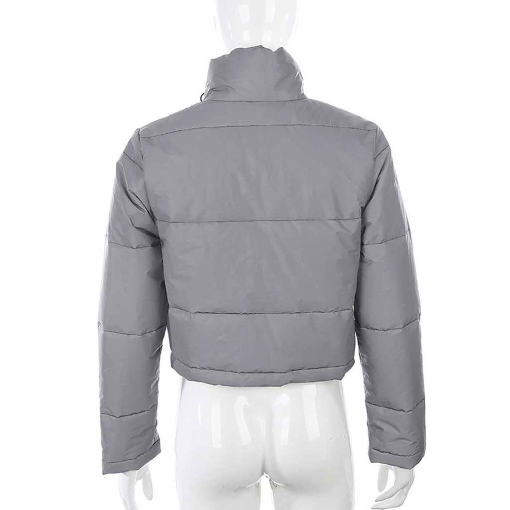 SAGACE Women's Winter Fashion Reflective At Night Warm Women Coat Short Jackets With Bag Long Sleeved Zipper Jacket Korean 1125 T200113