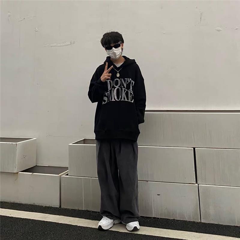M-3XL Plus Size Unisex Hoodie Fashion I Don't Smoke Black Pullover OverSized Tops Long Sleeve Sweatshirt Casual Tracksuit 201128