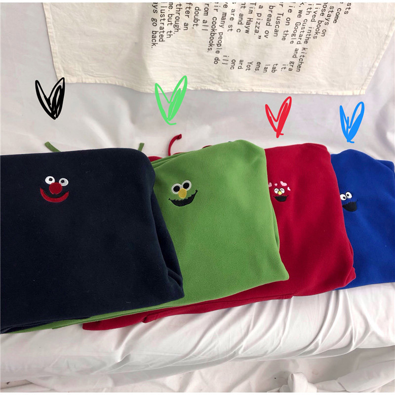 Cartoon Plus Velvet Pockets Oversize Sweatshirts Women Women's Autumn Hooded Hoodies Sweatshirt Spring Embroidered Sweatshirts 201112