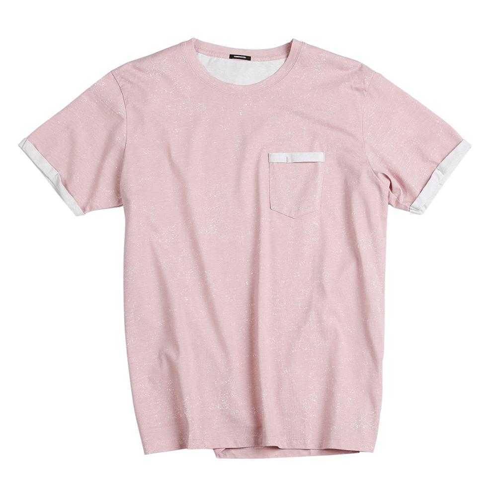 summer Layered chest pocket t-shirt men Melange vintage short sleeve fashion tshirt 100% cotton tops 190431 210623