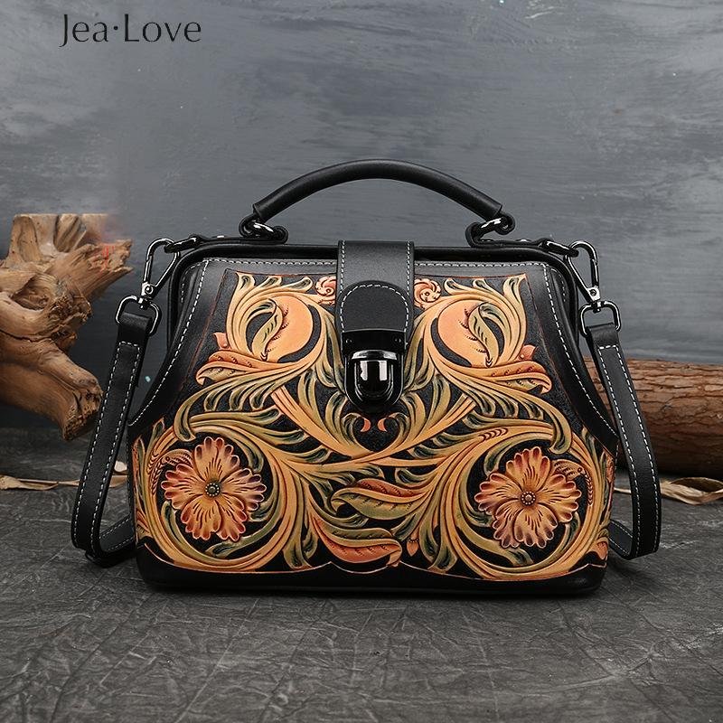Evening Bags Jea Love Handmade Leather Engraving Original Women's Top Layer Cowhide Retro Handbag Women Embossed Lock Single Shoulder
Evening Bags Jea Love Handmade Leather Engraving Original Women's Top Layer Cowhide Retro Handbag Women Embossed Lock Single Shoulder