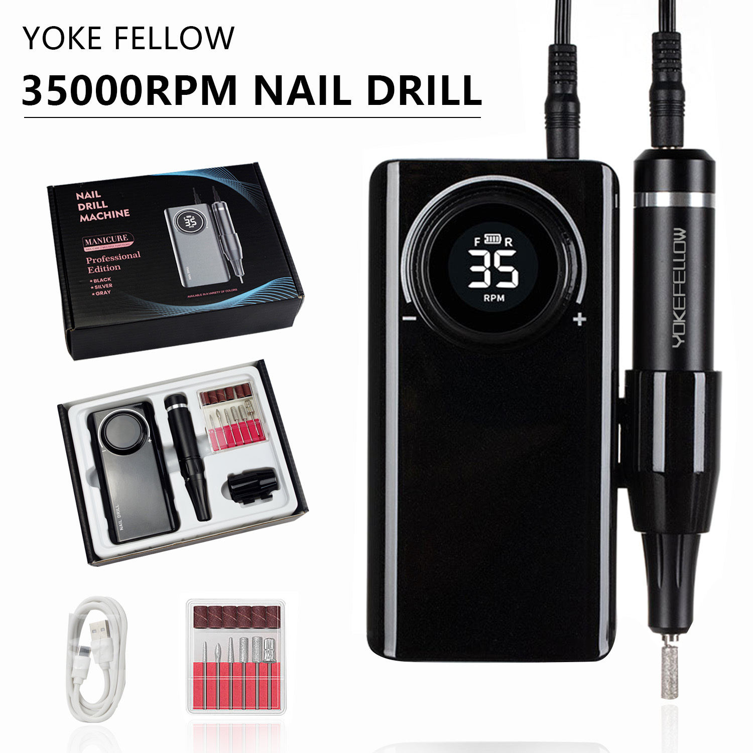 YOKE FELLOW 35000RPM Electric Nail Drill Machine for Manicure Nail Gel Polisher Nail File Rechargeable Manicure Drill Machine 210225
YOKE FELLOW 35000RPM Electric Nail Drill Machine for Manicure Nail Gel Polisher Nail File Rechargeable Manicure Drill Machine 210225