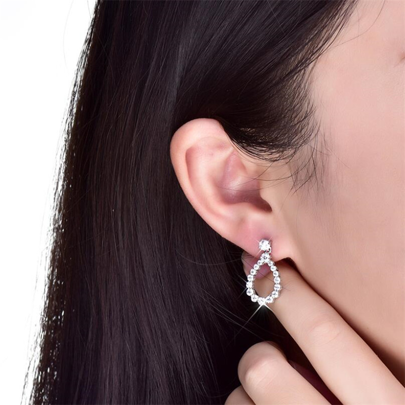 Choucong Brand New Jewelry Sterg Sier Party Water Drop Hollow 5A Cubic Zircon CZ Dia Women Wedding Dangle Earring Gift